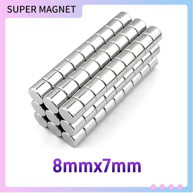 10/20/50/100/150PCS 8x7 mm Small Round Strong Rare Earth Magnet disc 8mm x 7mm Neodymium Magnet 8x7mm Permanent magnet 8*7 mm