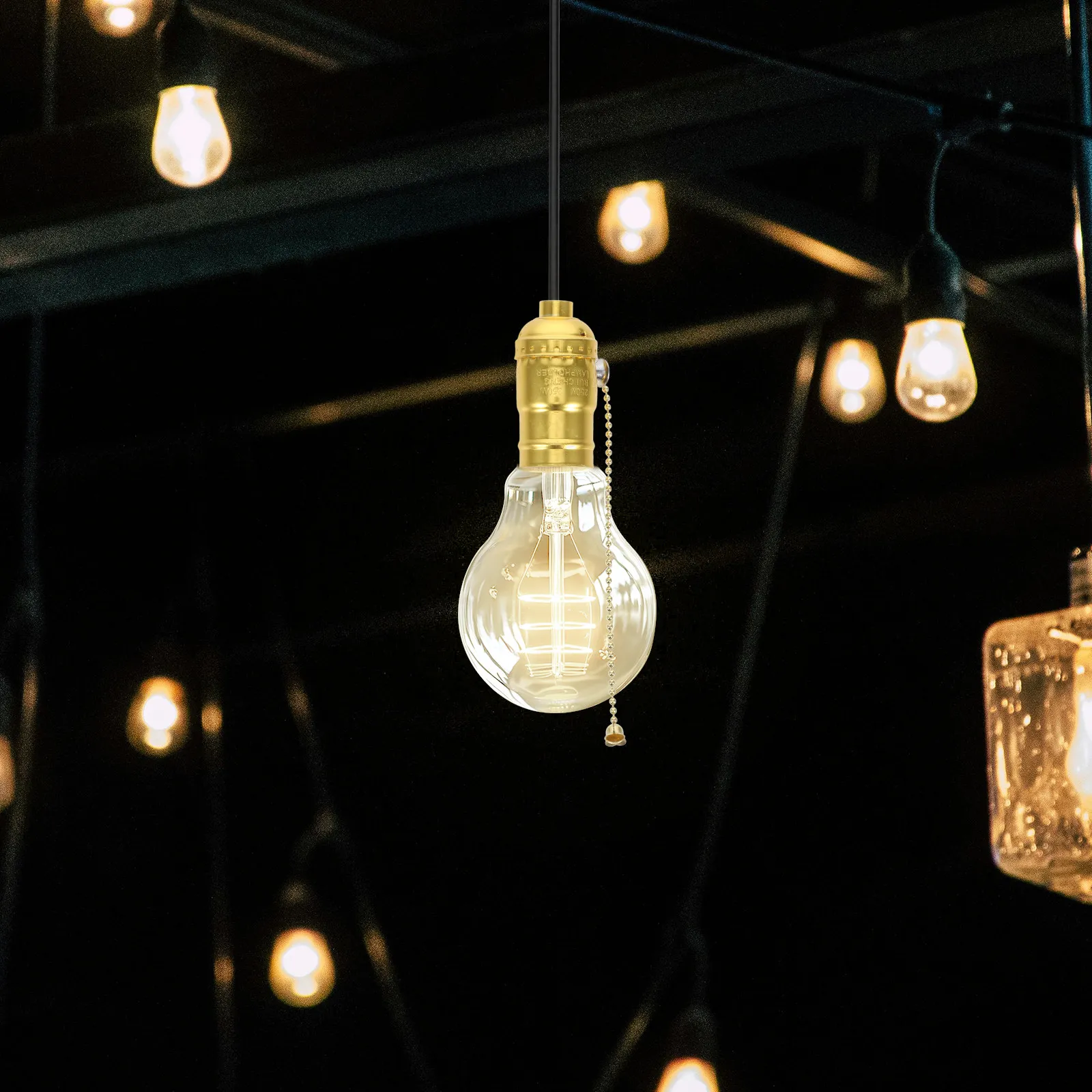 

Винтажный патрон E26 с цепочкой-выключателем для потолочных и настенных светильников, ретро-стиль, для самостоятельной установки