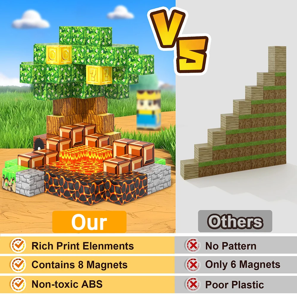 كتل مغناطيسية ألعاب بناء مجموعة مغناطيس للأطفال الصغار ألعاب حسية للأولاد والبنات لعبة مكعبات مغناطيسية