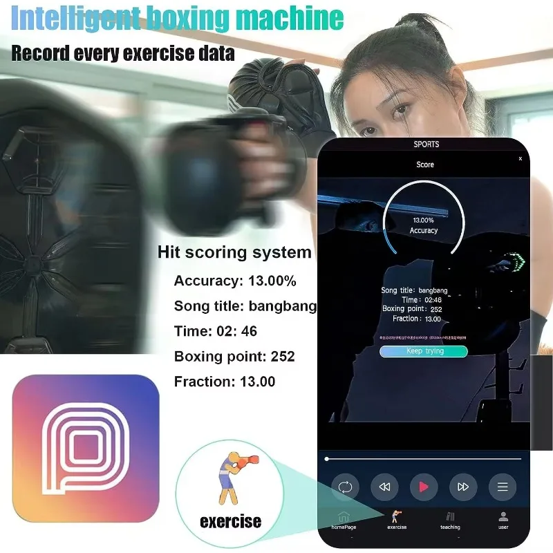 Inteligentna muzyka produkty bokserskie rękawice bokserskie maszyna bokserska trenująca jeden cios