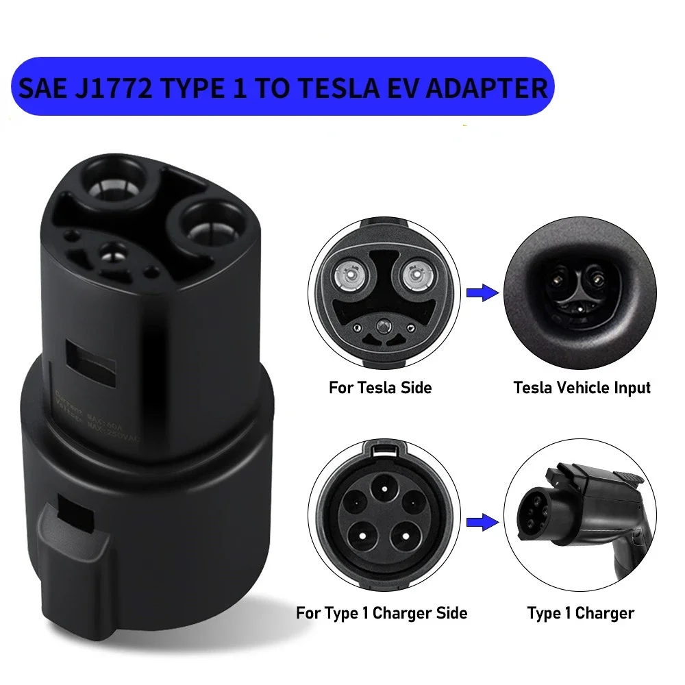 EVSE Adaptor Type 1 to Type 2 EV Adapter Convertor SAE J1772 to Tesla EV Charger Connector for type 2 GBT Electric Car Use