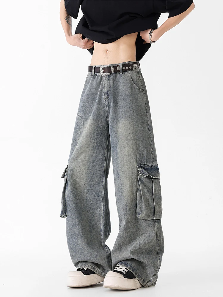 

American Style Men's Workwear Jeans Autumn Straight Leg Loose Fit Long Pants Knife Durable Casual Trousers for Teens