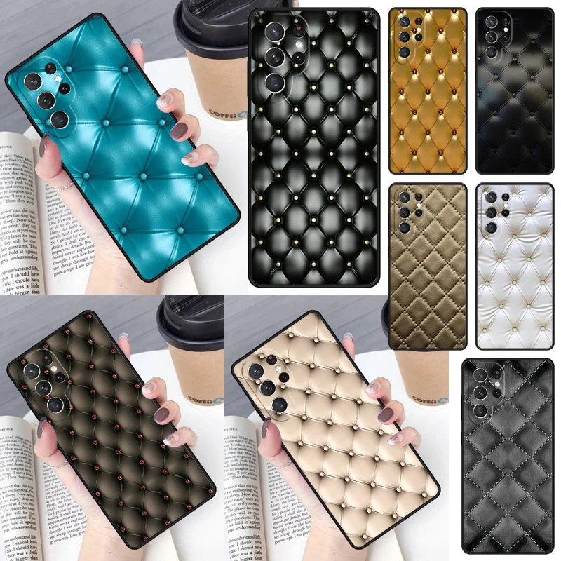 Quilted Texture Sofa Pattern Phone Case for Samsung Galaxy S26 Ultra S25 S24 S23 S22 S21 S20 Note10 Plus FE Cover