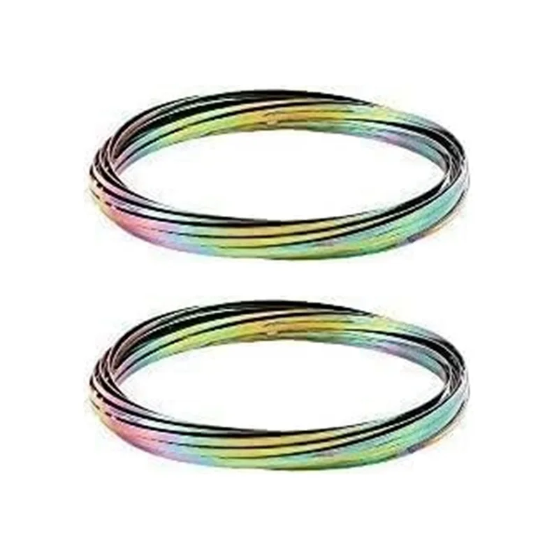 

AS96-2Pcs Flow Ring Волшебный браслет Металлические крепления Flow Rings Волшебная рука (Радуга) Простые в использовании