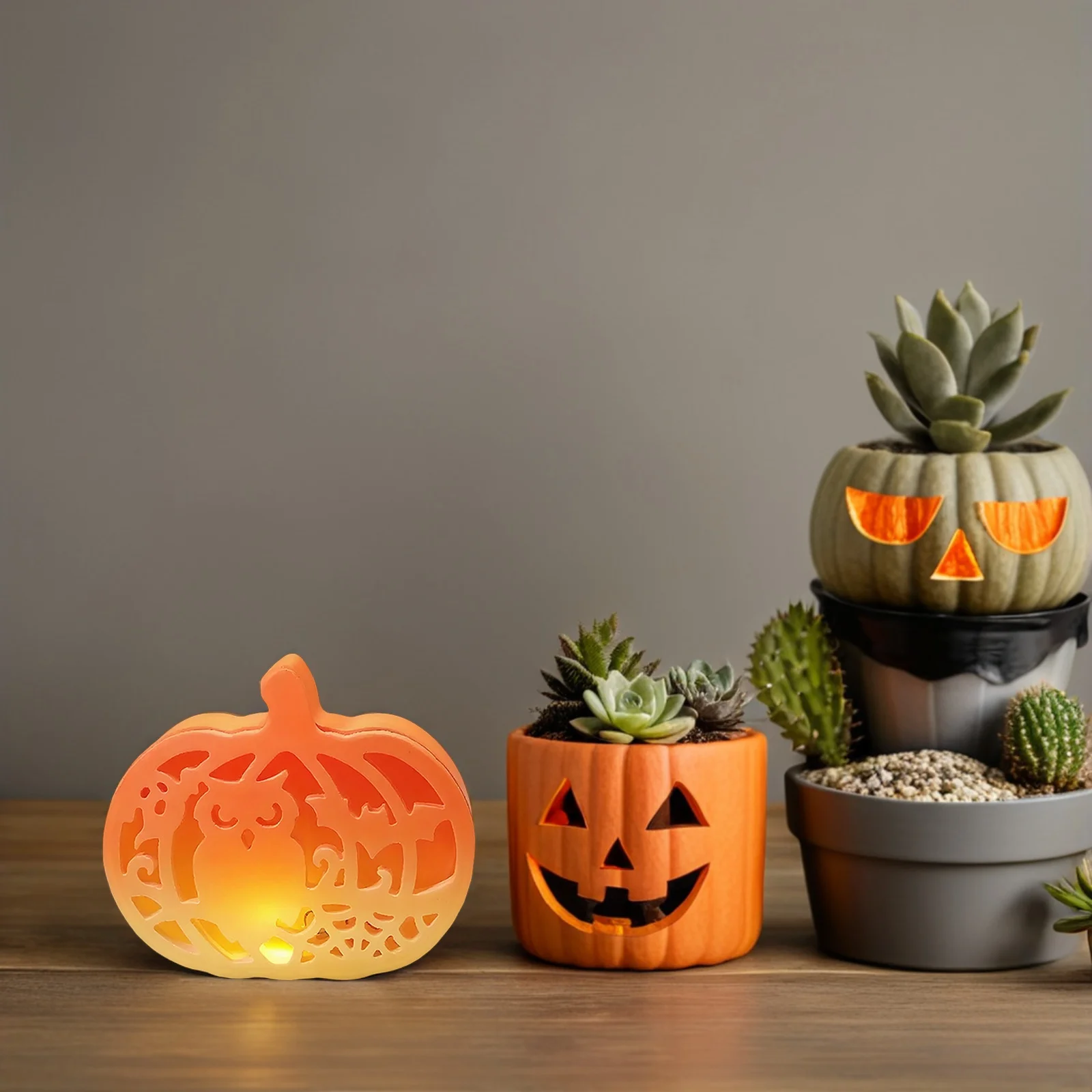 

3Sets Holiday Pumpkin Silicone Mould Epoxy Resin Mold Hollow Pumpkin Shaping Tea Light Holder Craft Epoxy Resin Molds Silicone