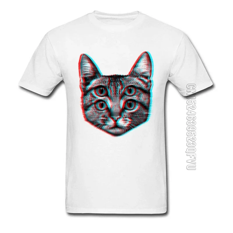 

Psychedelic Brainsick Cat T Shirt Neko Rahman Kitten Animal Tshirts 3D Cotton Polyester Clothing Men's White Tops Tees Miaow