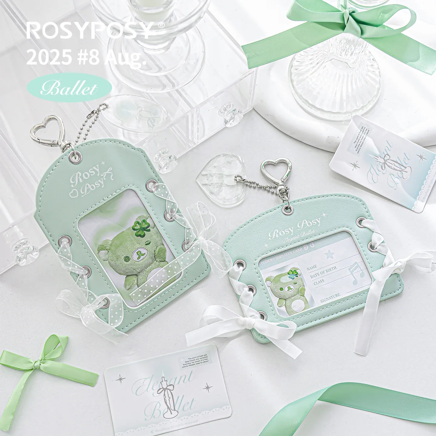Mint + Purple Ballet Strap Card Holder Small Card Bag Horizontal Access Control Identity Star Chaser Bag Hanging