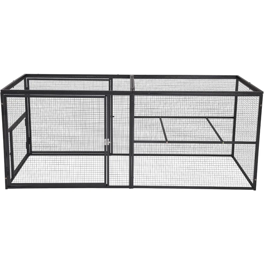 

71in Chicken Coop Run Extension Outdoor Rabbit Expansion Pen for Chicken Coop Hutch, Removable Doors