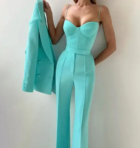 

Women's Elegant Pants Sets Autumn Temperament Commuting Fashion Suit Jacket & Corset Pants with Camisole Top Three Piece Set