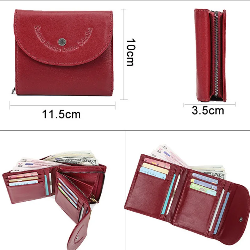 Anti Theft Brush Head Layer Cowhide Wallet  Fashion Casual Multi Functional Women's Leather Clip Coin Purse Holder Men's Wallets