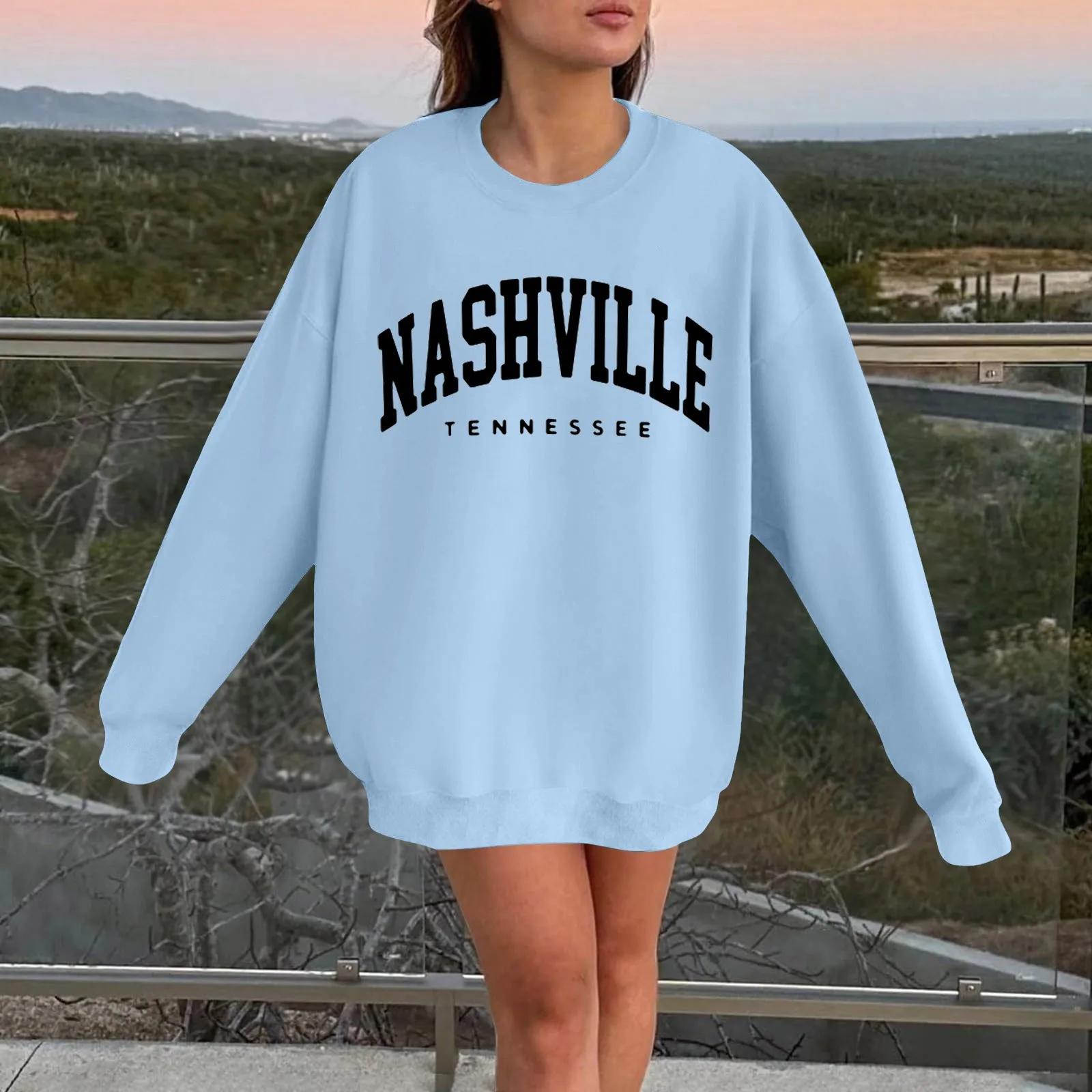 Tennessee Adult Unisex Crewneck Sweatshirt Ladies Oversized Loose Fit Casual Hoodies Letter Print Streetwear Daily Pullover