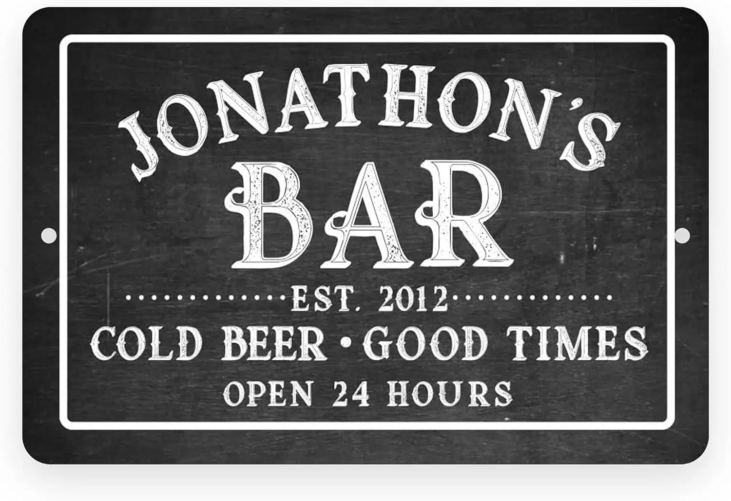 Personalized chalkboard Bar Cold Beer Good Times Metal room sign (20.32 x 30.48 cm)