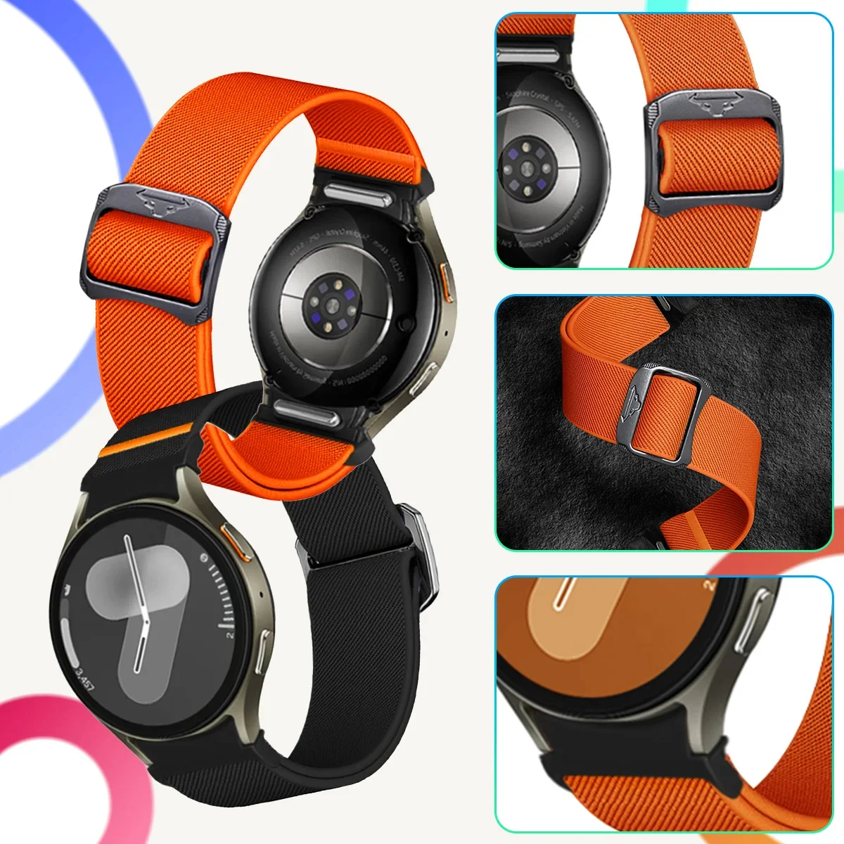 لا توجد فجوات الفرقة لساعة سامسونج جالاكسي 7 6 5 4 40 مللي متر 44 مللي متر/5 برو 45 مللي متر سوار نايلون مرن ساعة جالاكسي 6 كلاسيكي 47 مللي متر 43 مللي متر حزام #3