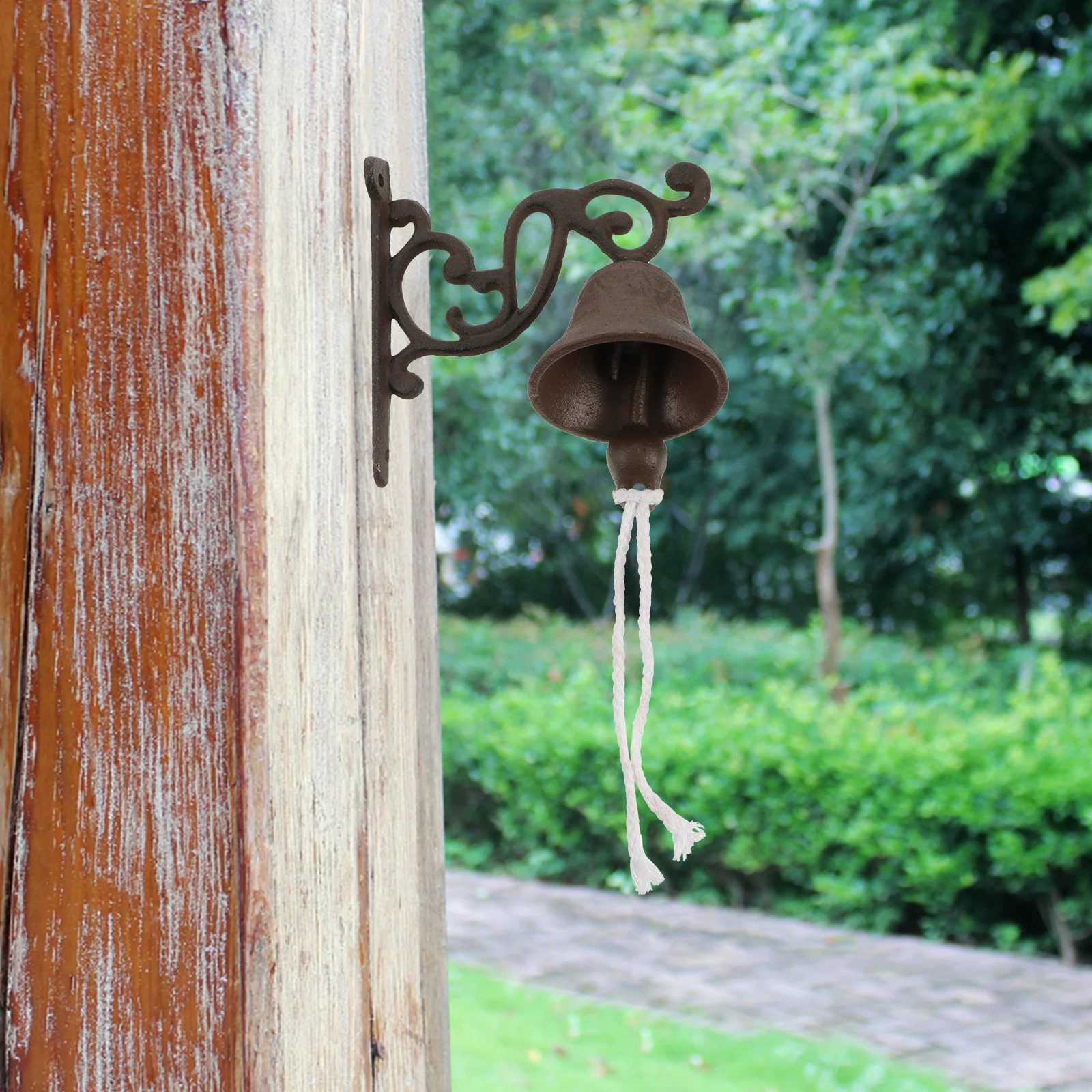 Timbre de hierro de larga duración para el hogar, accesorio para cafetería, regalo, timbre de hierro fundido, campana de estilo rústico, 1 Uds.
