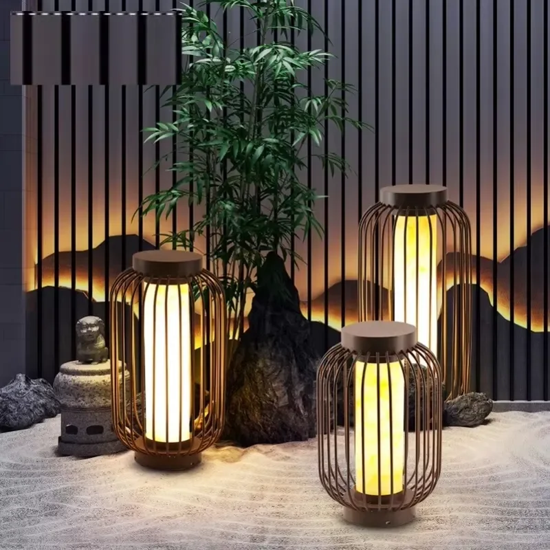 Modern Chinese LED Solar Lawn Light Birdcage Design IP65 Waterproof Aluminum Motion Sensor 3000K Warm White Garden Light