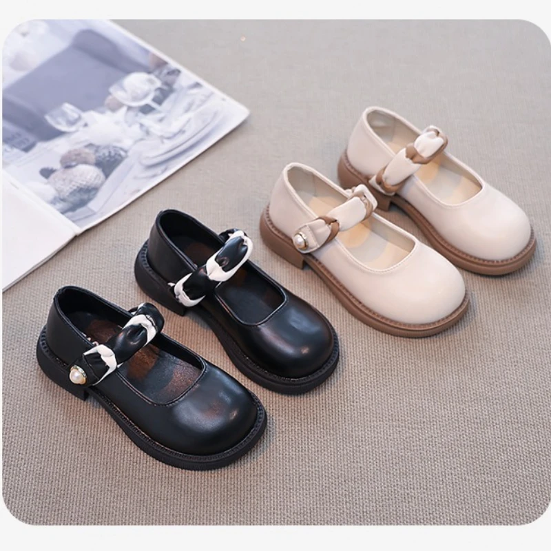 

Туфли в стиле принцессы для девочек, новинка 2023 года, модельные туфли для малышей, простая элегантная обувь на мягкой подошве для девочек, школьные танцевальные туфли на плоской подошве для девочек 5-8 лет