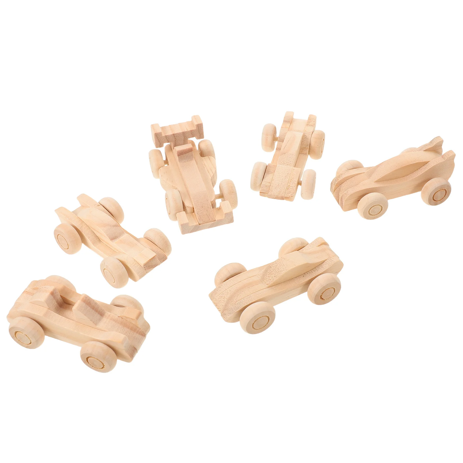 6 قطع من سيارات الكتابة على الجدران الخشبية - مصنوعات سيارات سباق صغيرة غير مكتملة للأطفال لوحة يدوية - نماذج سيارات رياضية خشبية ناعمة للفن المنزلي #5