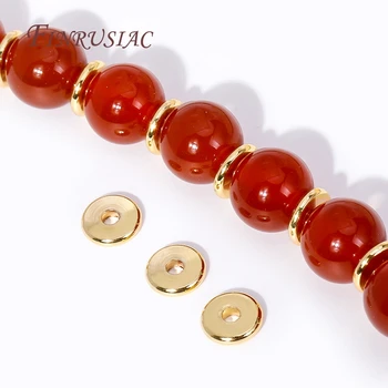 Separadores de contas banhadas a ouro real 18k, 3-6mm, acessórios para joias, contas para pulseiras, contas espaçadoras