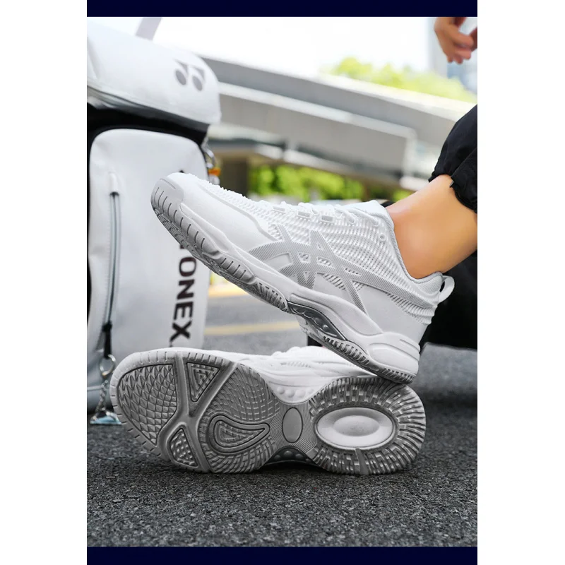

2025Summer Breathable Lightweight Comfortable High-Quality New Badminton Shoes Couple Sports Shoes White Gray36-44