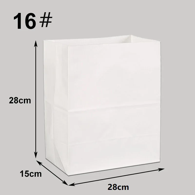 50pcs/lot Oil-proof White Paper Bags Square Bottom Food Gift Kraft Baking Packaging Bag Storage Bags Custom Print Logo