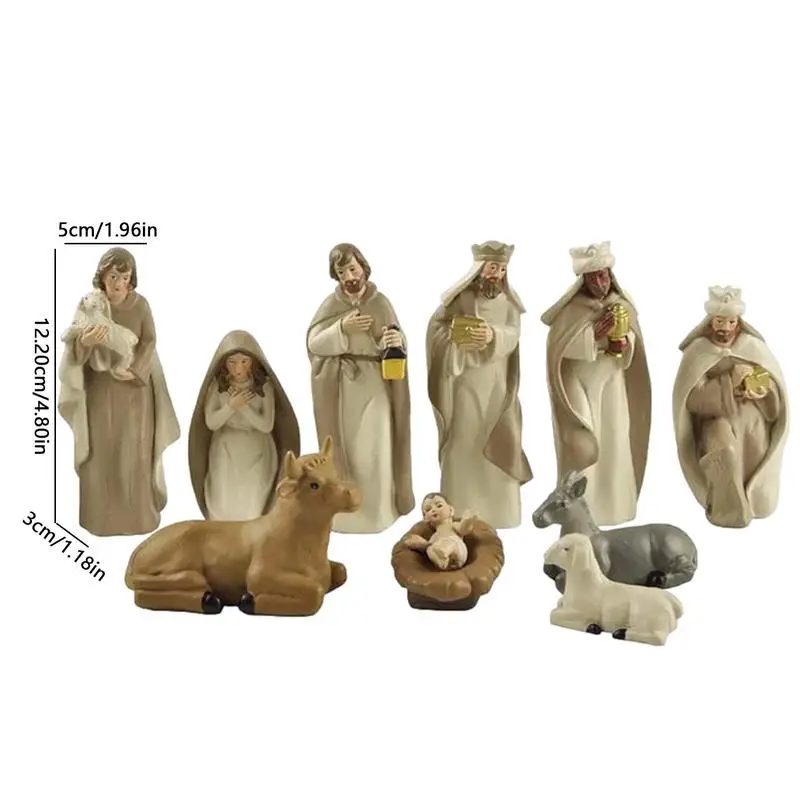 Imagem -03 - Universal Tradicional Presépio Estátua Nascimento de Jesus Ornamentos Figuras de Natal Artesanato de Mesa 10 Pcs