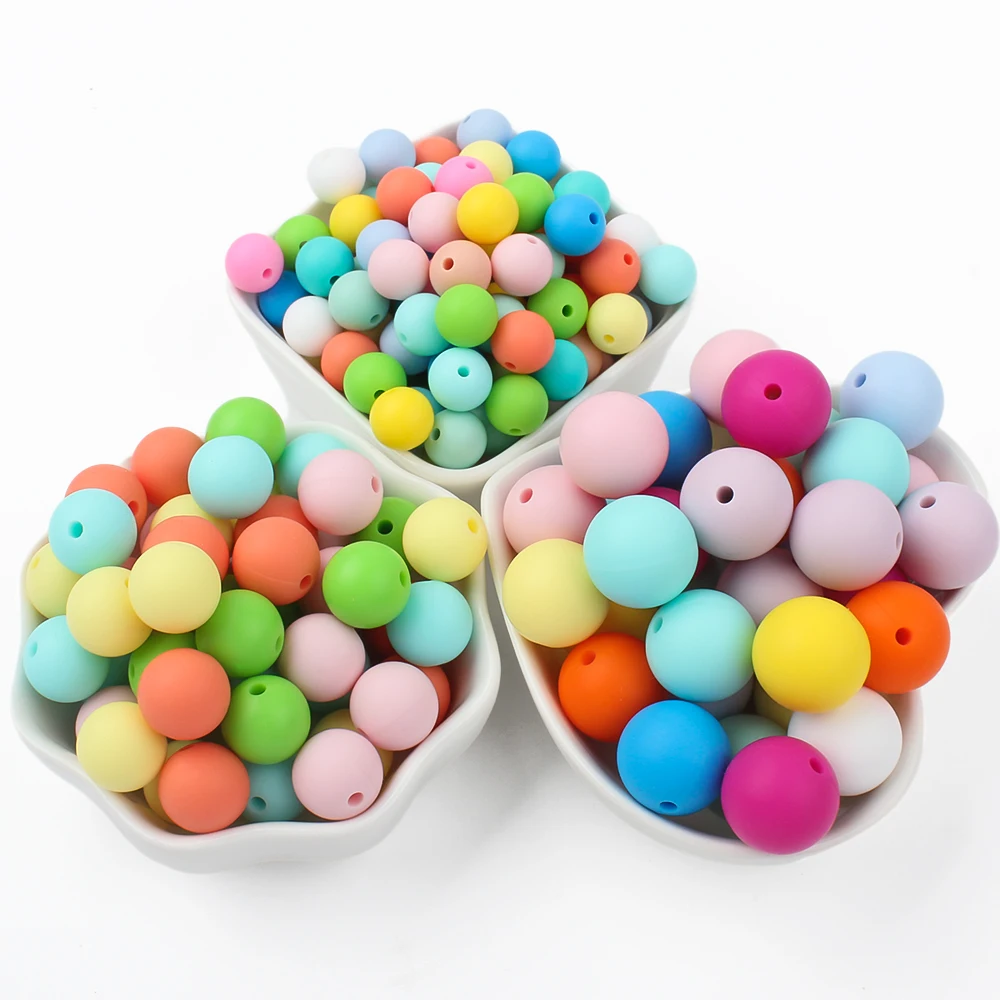 20Pcs/Lot 9/12/15mm Round Silicone Beads For Jewelry Making Loose Bead DIY Ballpoint Pen KeyChain Necklace Bracelets Accessories