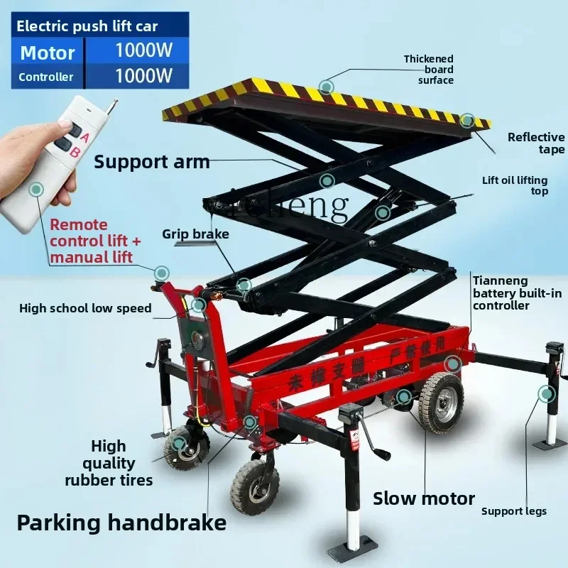 small lifting platform electric hand push lift truck scissor mobile climbing equipment aerial work truck