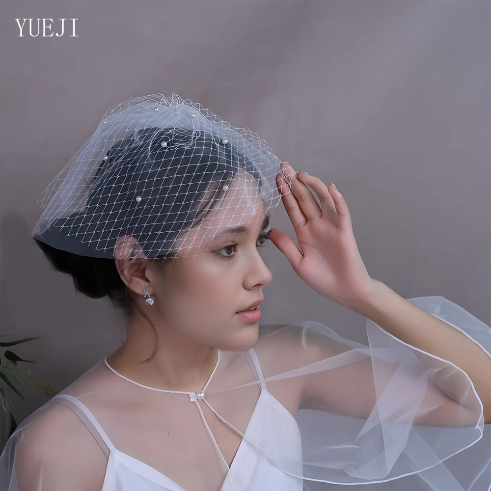 YUEJI Double Beaded Elegant Bridal Veil Wedding Party Accessory Birdcage Vestidos De Novia With Comb YJA01