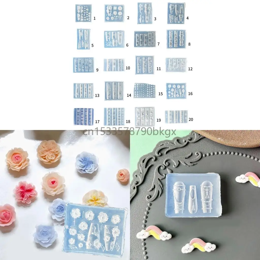 

Professional Silicone Decors Template Carving Moulds Decors Silicone Molds Suitable for Nail Decorations J78E