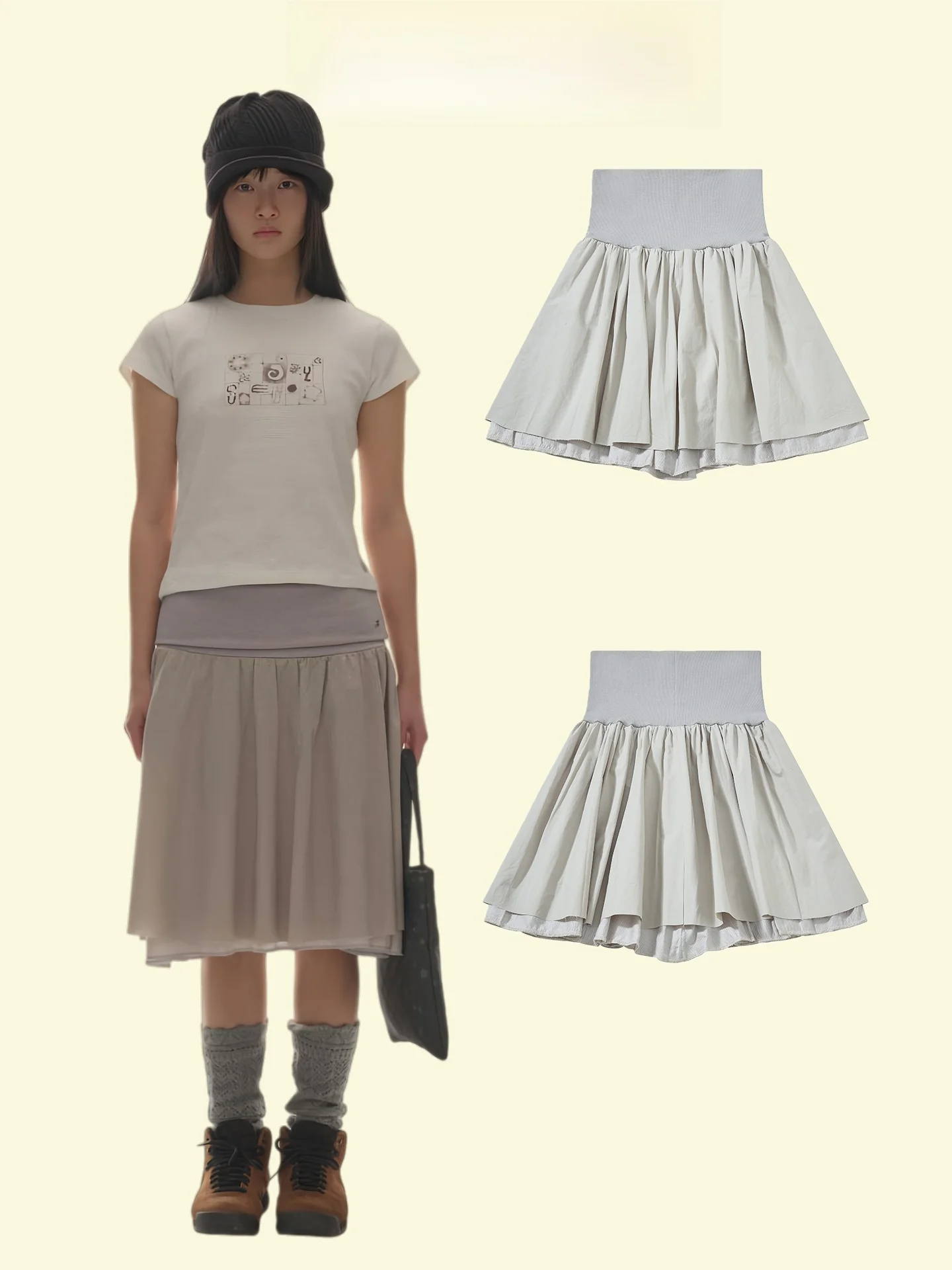 

Юбка Coyseio в стиле ретро, японский дизайн, А-силуэт, пэчворк, свободная пышная юбка с высокой талией, хлопковая юбка-тортик для женщин