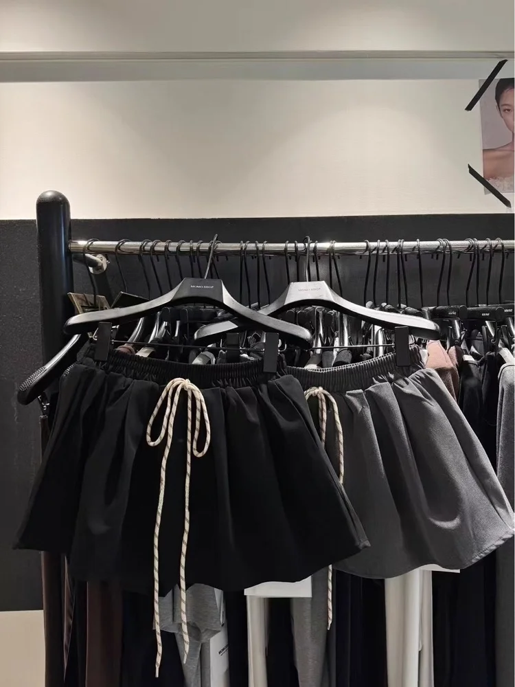 Dynamic Dongda High Waist A-Line  Skirt with Drawstring Elastic Waist for Women Autumn New Style Versatile Slimming Skirt