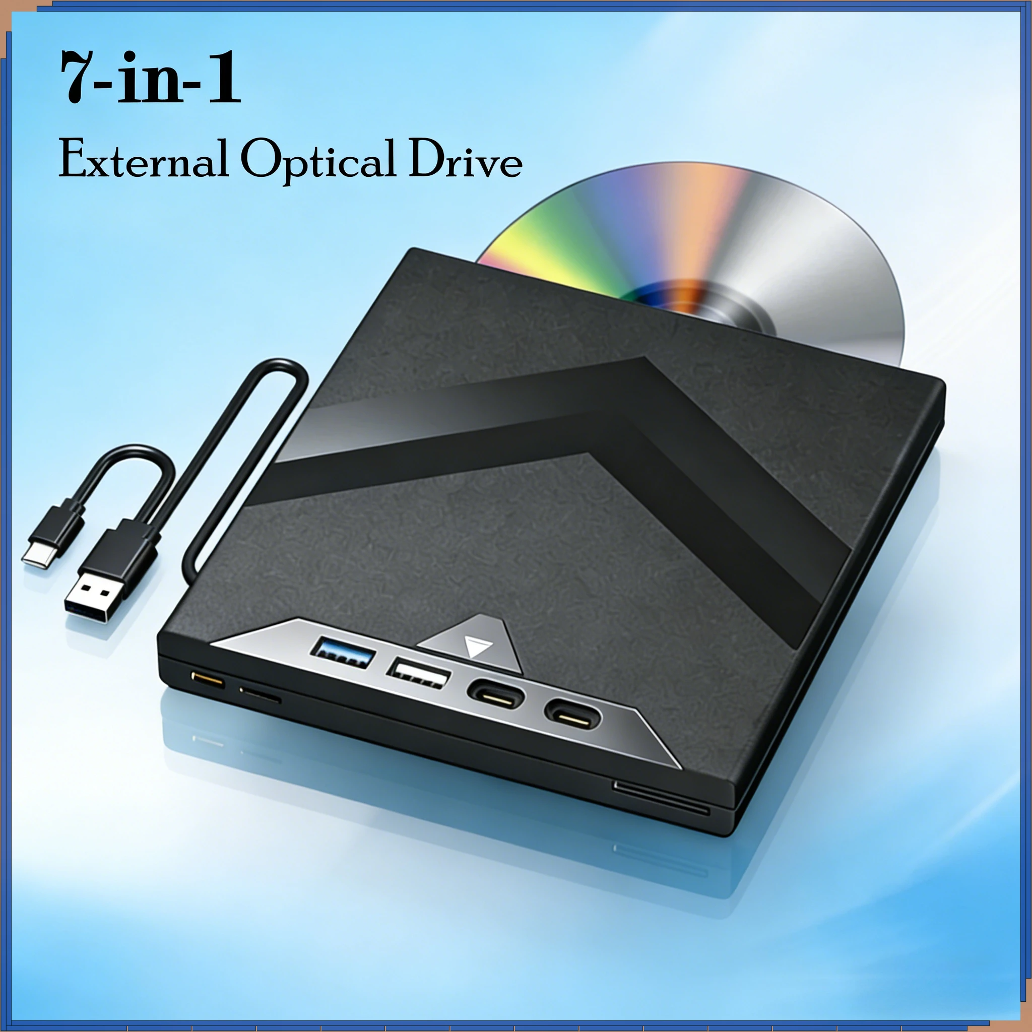

Внешний оптический DVD-привод 7-в-1 USB 3.0 с портами TF/SD, записывающее устройство для CD/DVD, для Windows XP/7/8/10/Mac/ПК/ноутбуков