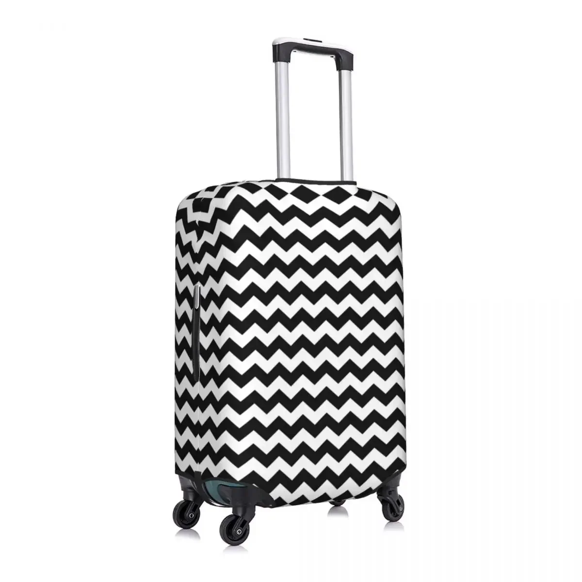 Black And White Zigzag Stripes Luggage Cover Elastic Bohemian Modern Geometric Travel Suitcase Protective Covers Fits 18-32 Inch