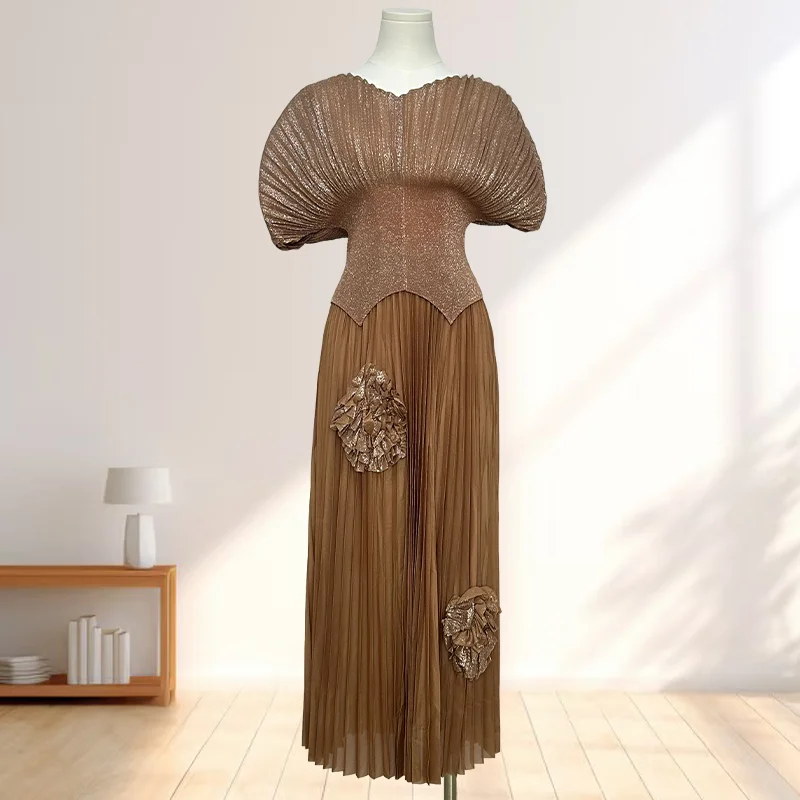 Miyake Style plissé grande taille costume pour femme estampage haut jupe plissée deux pièces mode ju
