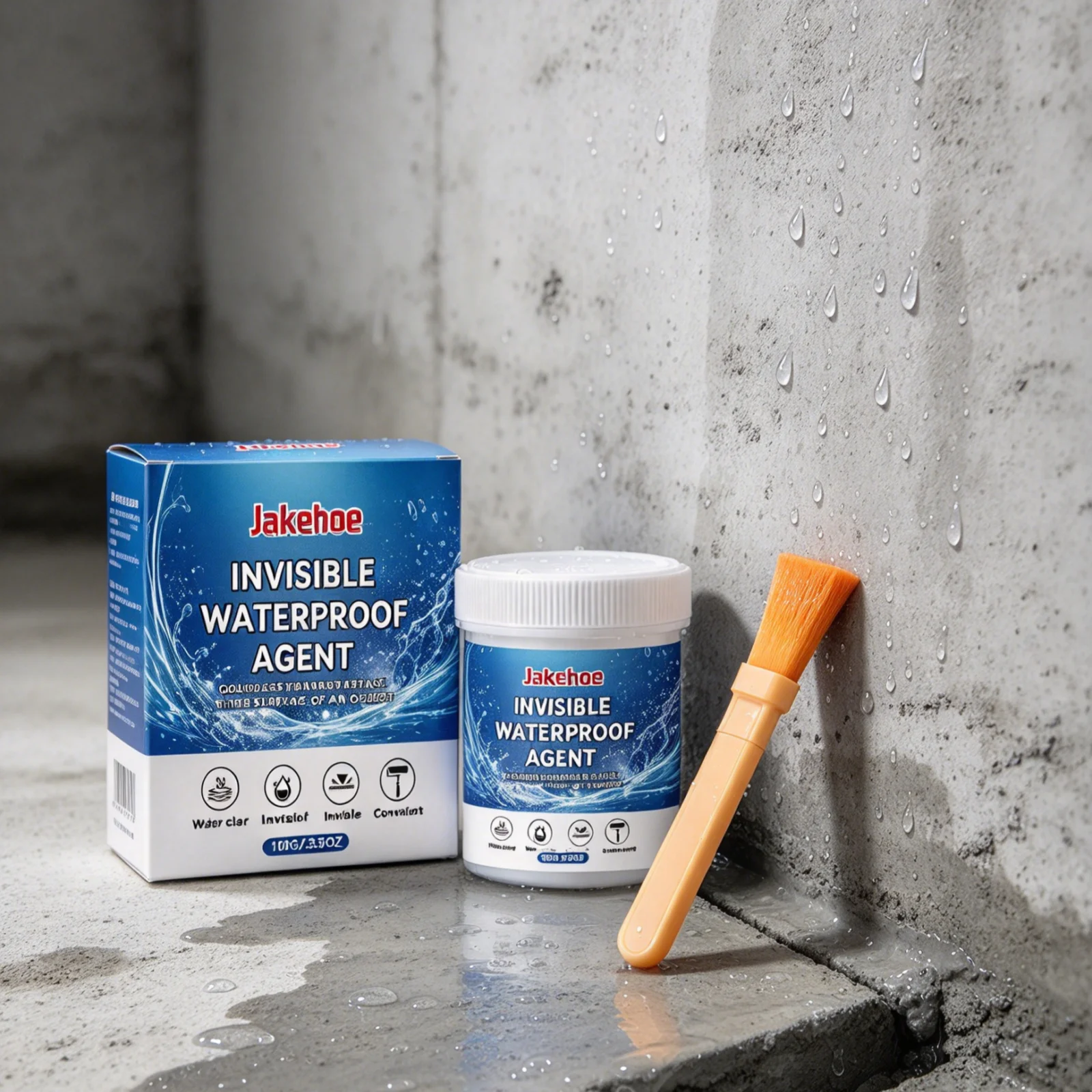 Jakehoe Invisible Waterproof Agent Dries Clear Repairing Coating Mild Household Long Lasting Waterproof Sealant with Brush 100g