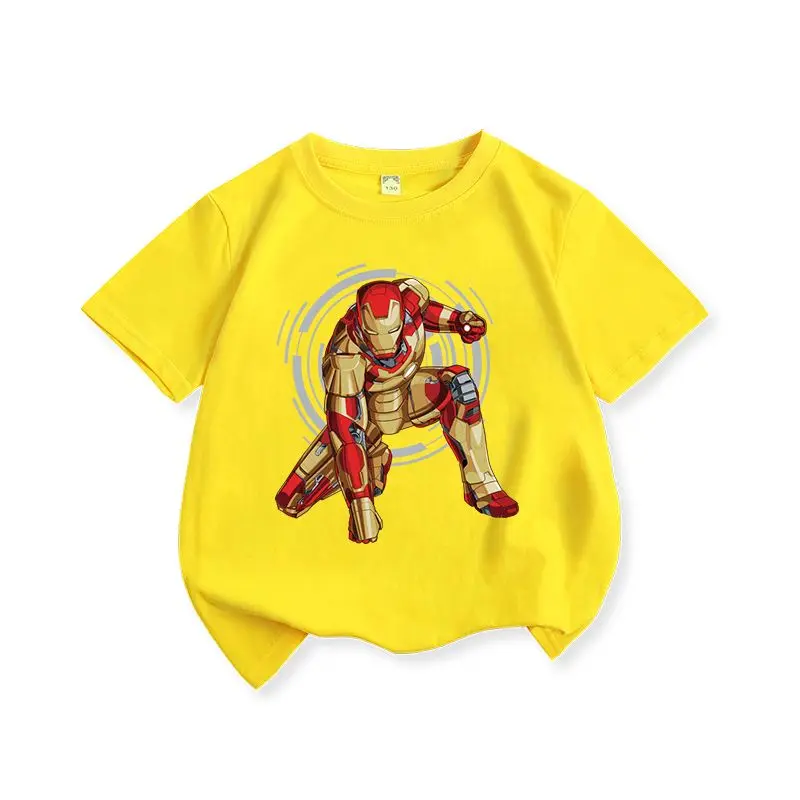 Marvel Boy Iron Man Short Sleeve T-shirt 2024 new cotton Boy Spider-Man clothes Summer kids cartoon kids wear