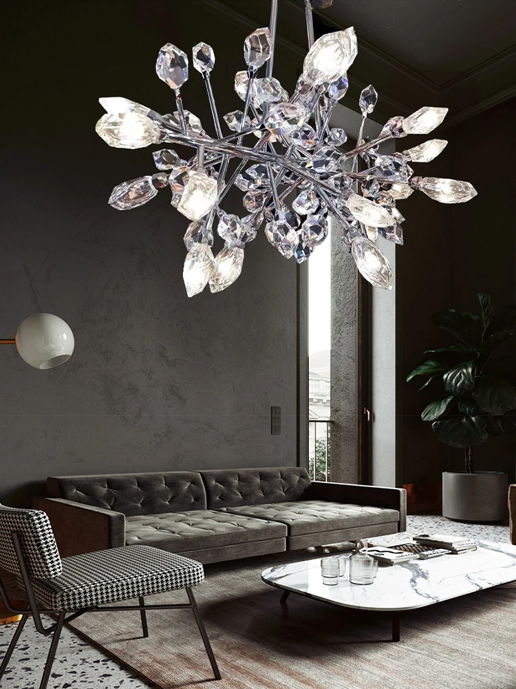 

Ice Flower Crystal Chandeliers Ceiling Dining Room Deco Hanging Lamp Foyer Luxury Home Decoration Lustre LED