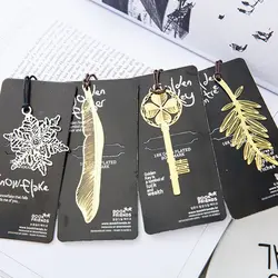 1PC Feather snowflake Bookmarks Creative Classical exquisite Mini Metal Art Pattern Bookmark Children's Gifts Office Stationery