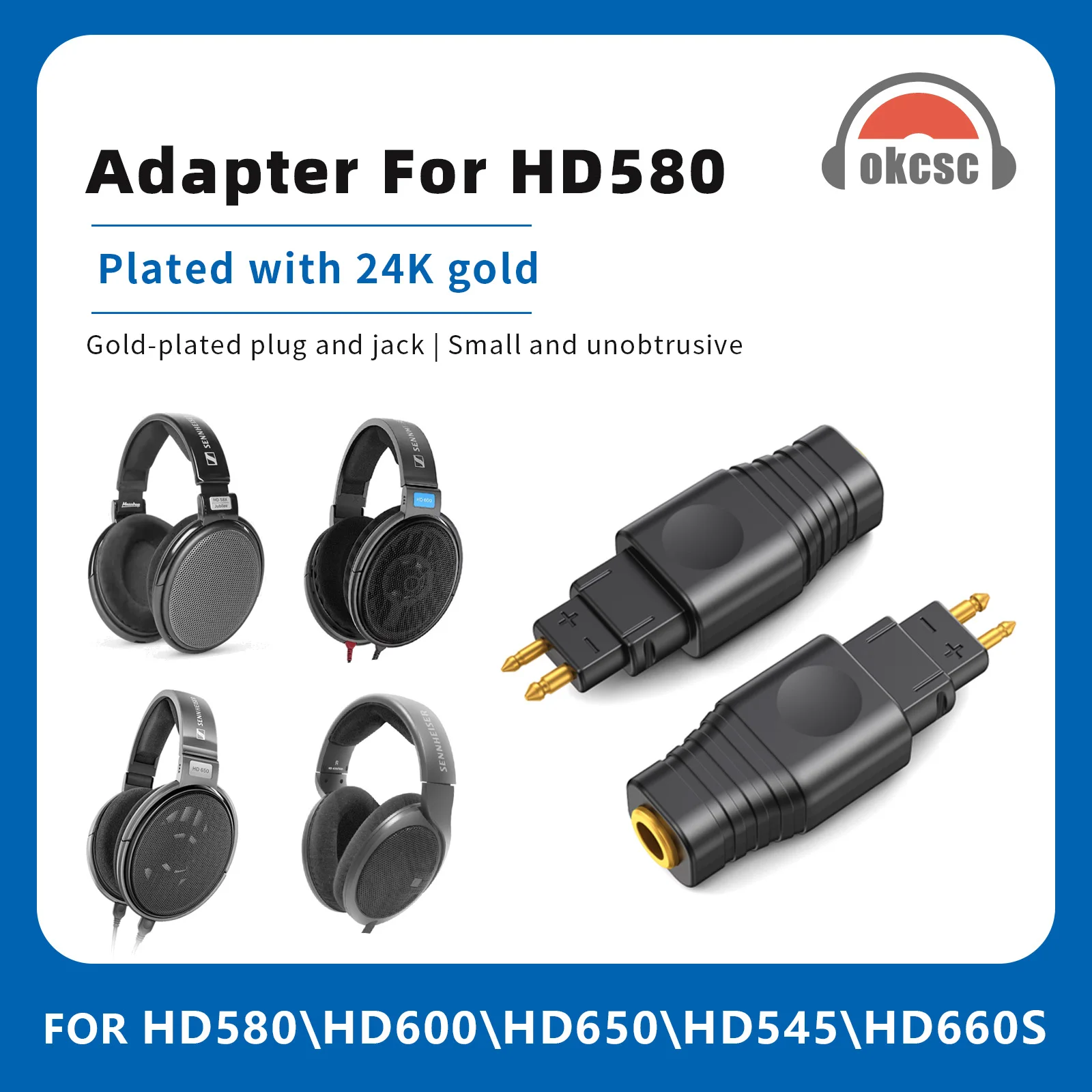 OKCSC Headphone Adater HD650 Male to Dual 3.5mm MMCX 0.78mm 2Pin HD800 A2DC Female Connecter for SENNHEISER HD580/HD600/HD660S