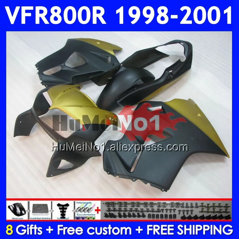 Body For HONDA Interceptor VFR 800RR Flat Black 800 RR CC 52No.32 VFR800 RR 98 99 00 01 VFR800RR 1998 1999 2000 2001 Fairings