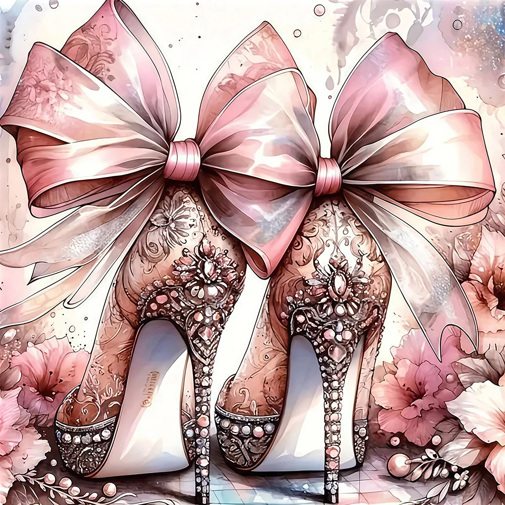 EverShine DIY 5D-Diamantgemälde, High Heels, vollständig mit Diamanten besetzt, Mosaik, Schleife, Stickerei, Schuhe, Bild aus Strass, Heimdekoration