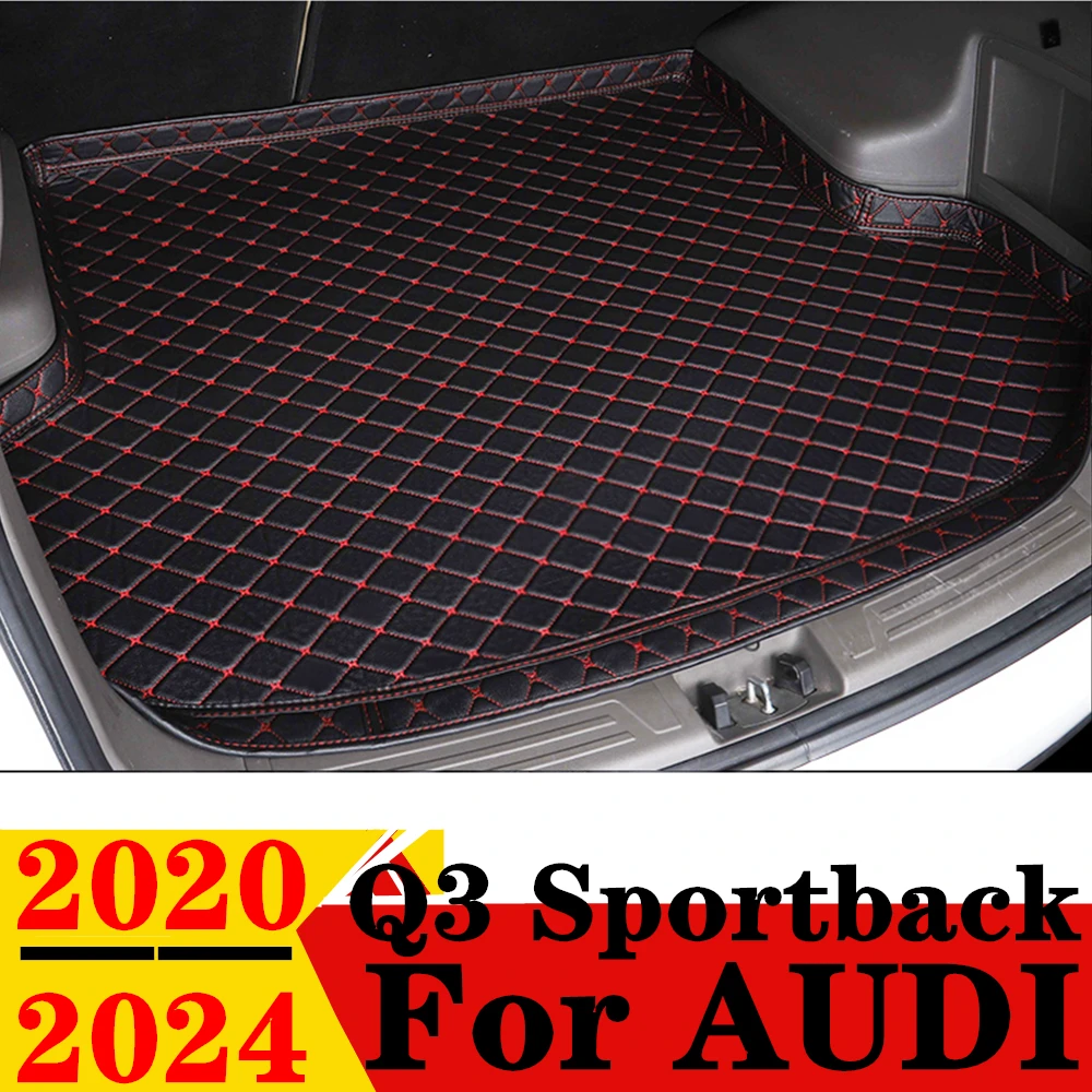 High Side Car Trunk Mat For AUDI Q3 Sportback 2024 2023 2022 2021 2020 XPE Tail Boot Tray luggage Pad Rear Cargo Liner Carpet