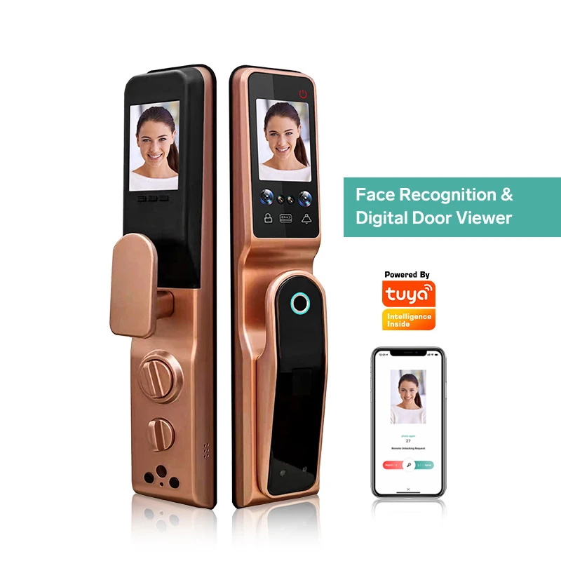 

Tediton Electronic Tuya APP Camera 3D Face Recognition Screen Fingerprint Smart Door Camera Lock