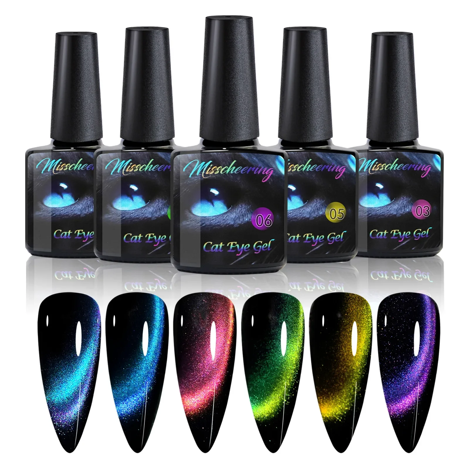 Esmalte de uñas de Gel magnético reflectante de ojo de gato, esmalte de Gel con purpurina para remojo, barniz magnético para decoración de uñas, capa superior