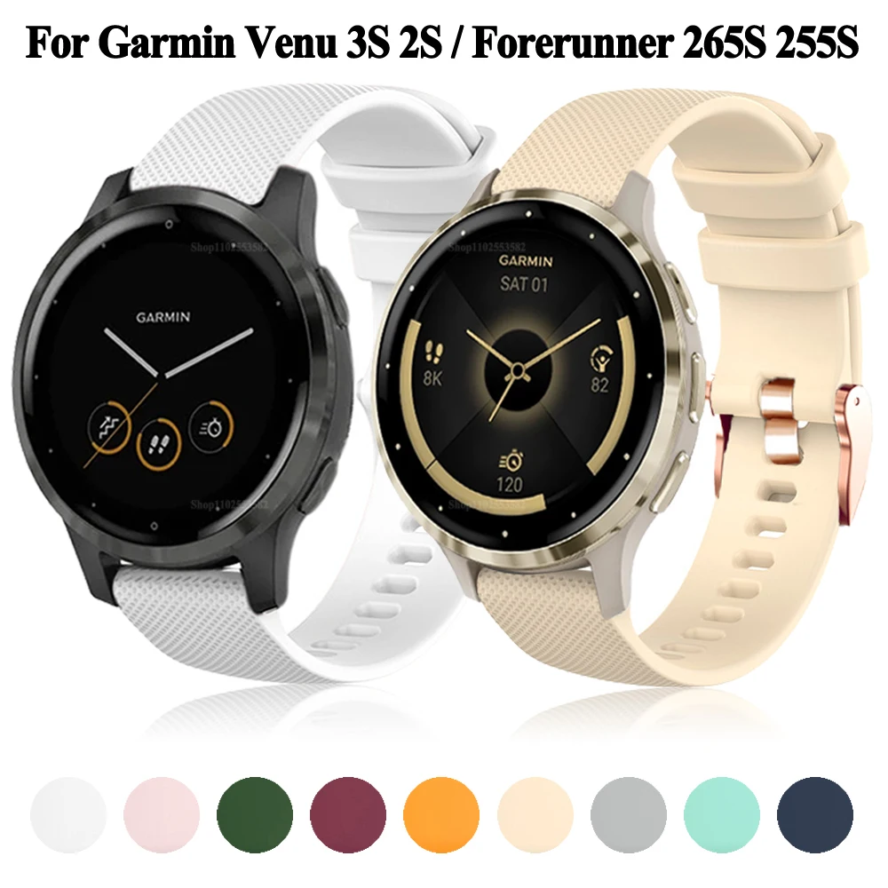 18mm 20mm Watch Band for Garmin Vivoactive 4S Vivoactive 5 3 Venu Sq 2 Plus Forerunner 165 55 645 245 Silicone Strap Accessories