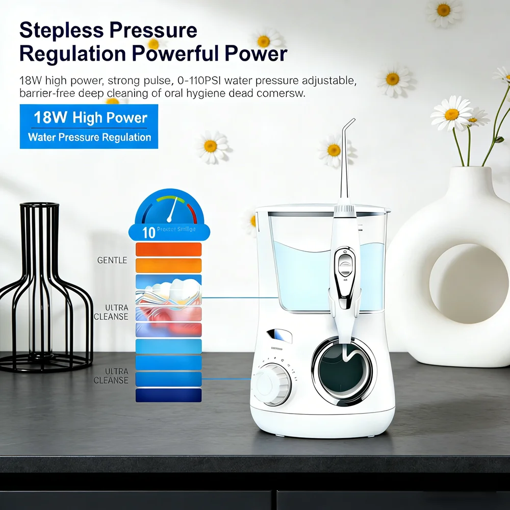 

Rechargeable Oral Irrigator 10 Modes 5 Jet Tips Electric Dental Water Flosser for Travel & Home