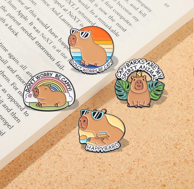 Capybara Hippo Enamel Pins Custom Cute Funny Hippopotamus Brooches Lapel Badges Cartoon Animal Jewelry Gift for Kids Friends