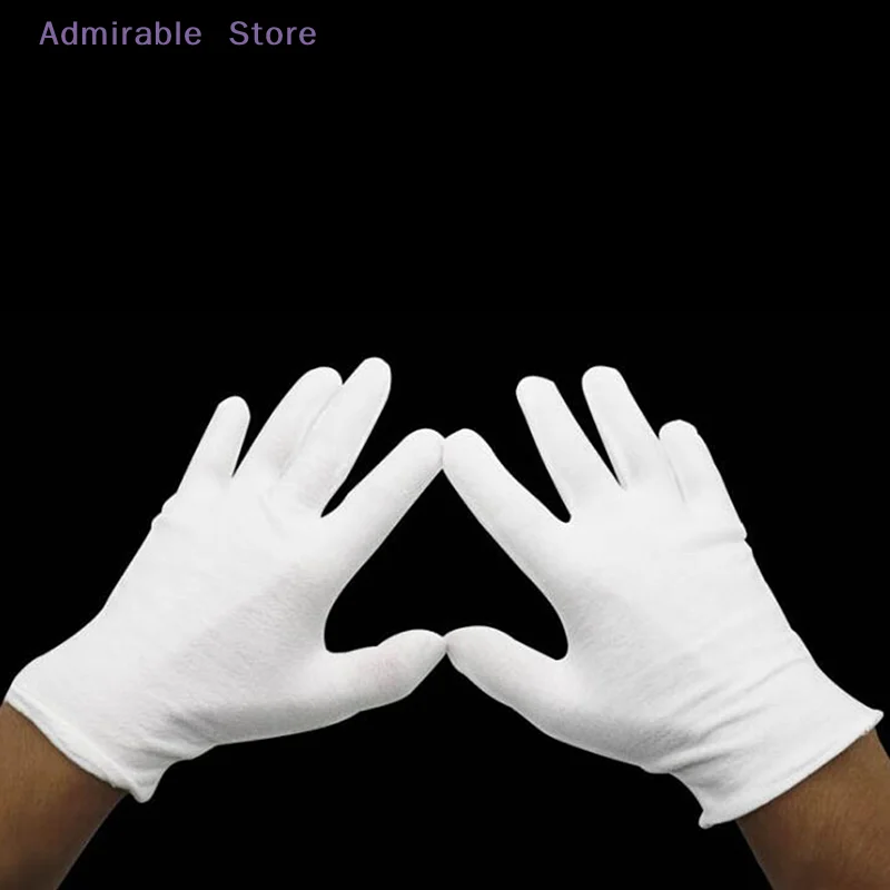 [W]Lightweight white inspection cotton work high stretch gloves for coin jewelry