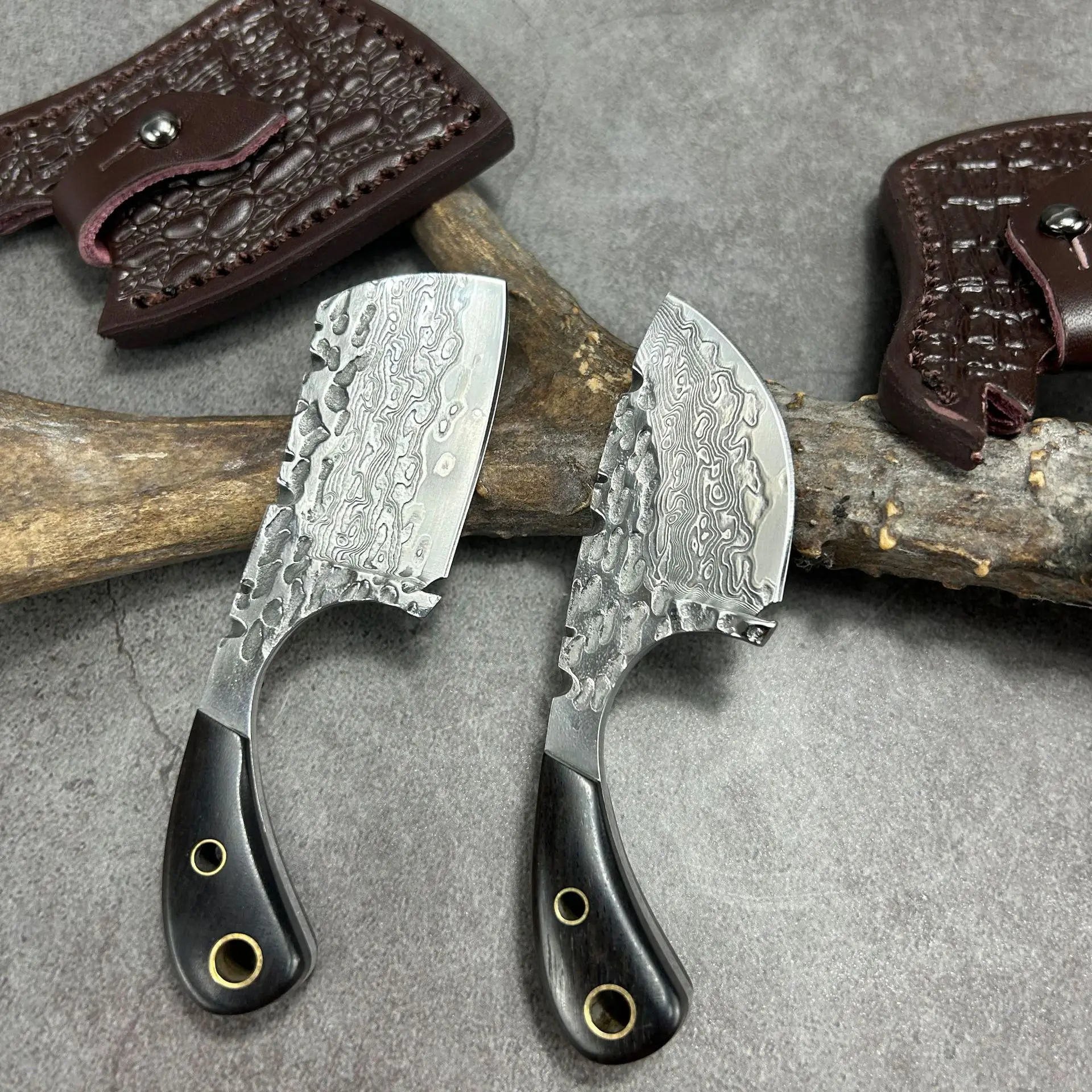 1.6 Inch Mini Knife With Cover Sharp Paring Peeling Fruit Utility Barbecue Cleaver Handmade Longquan Kitchen Knives Ebony Handle
