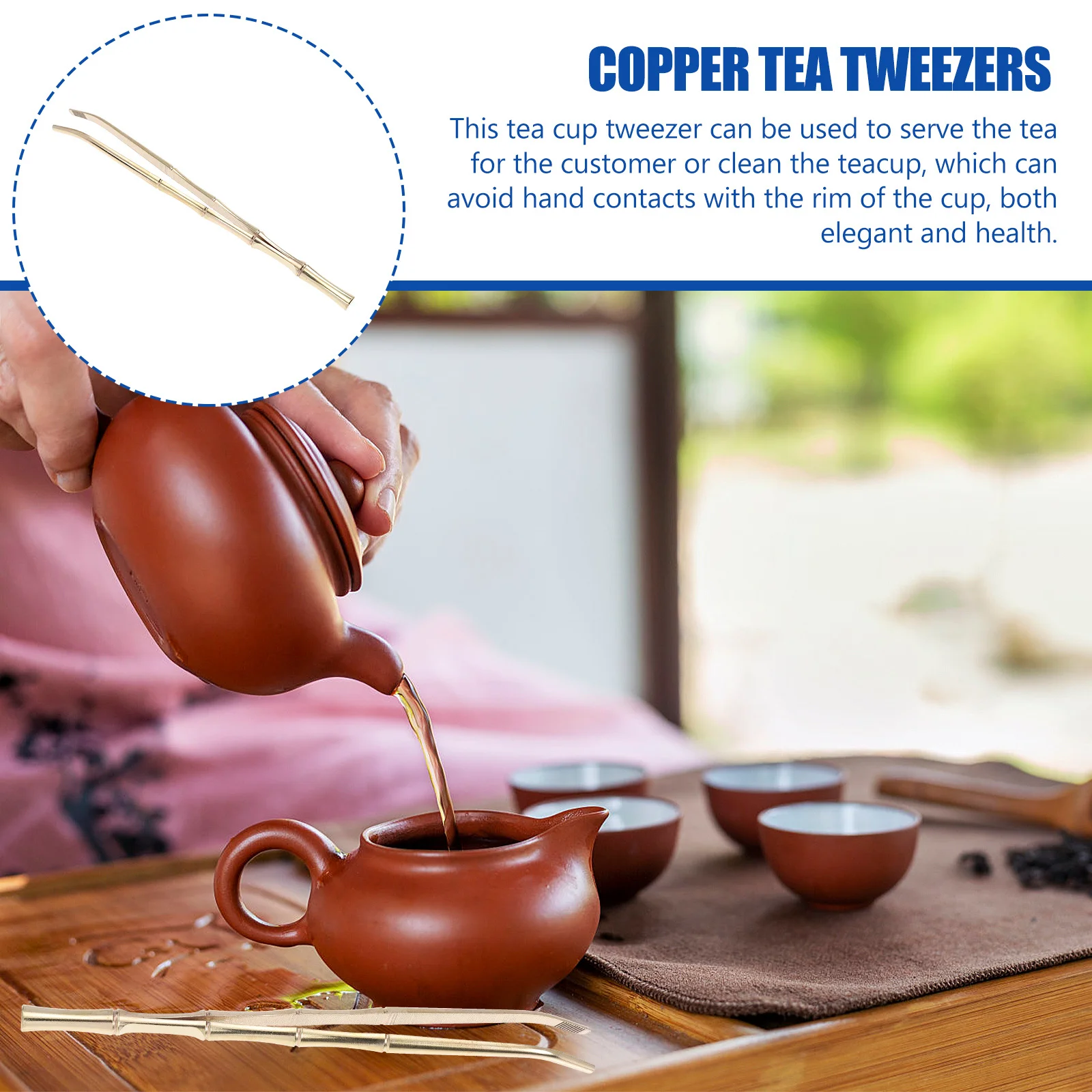 

Heat-Resistant Teacup Clip Copper Material Fine Workmanship No Burrs Ergonomic Design for Safe Tea Serving Tea Utensils Daily